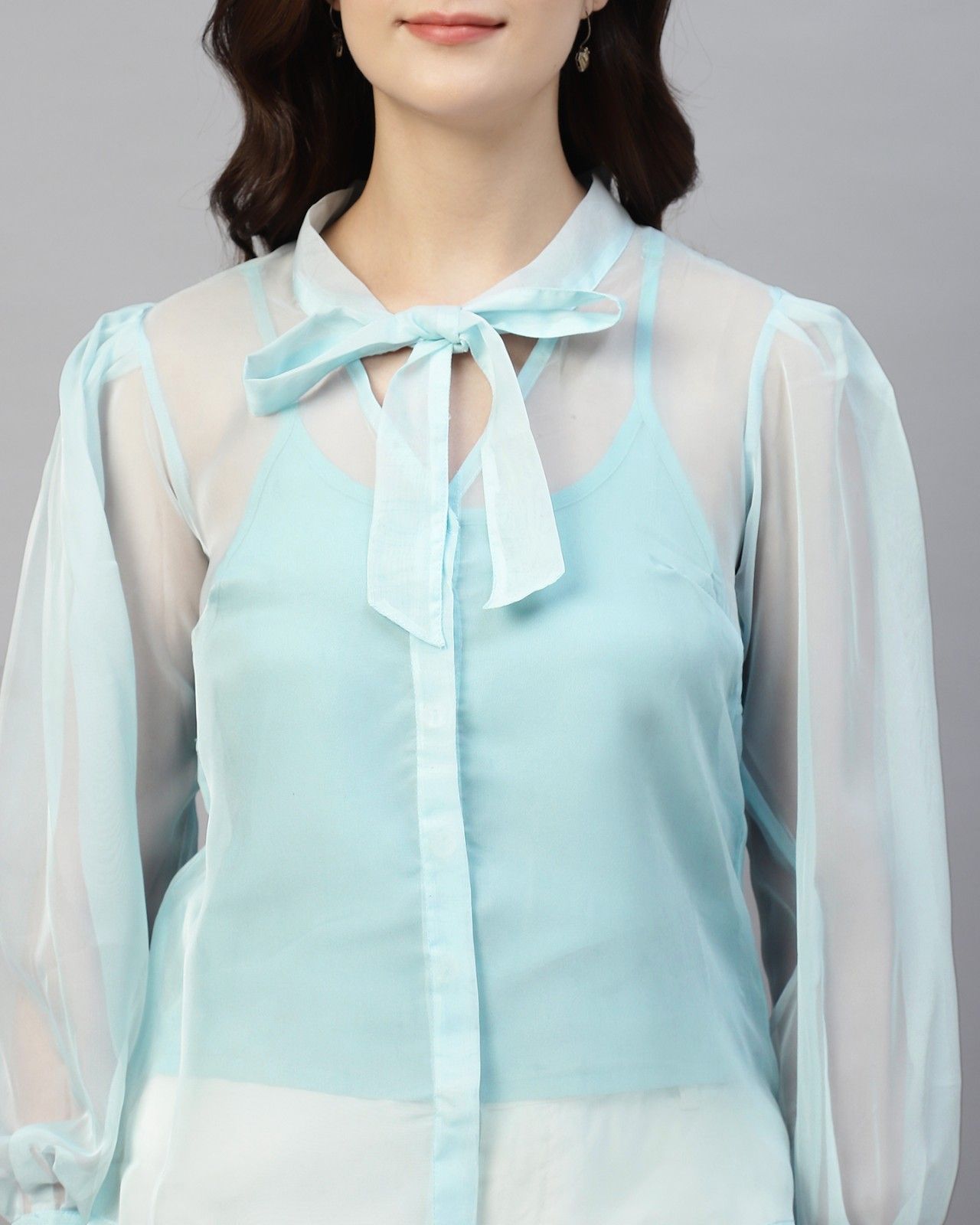 Oraganza tied shirt Blue color WITH Camisole Set of 2